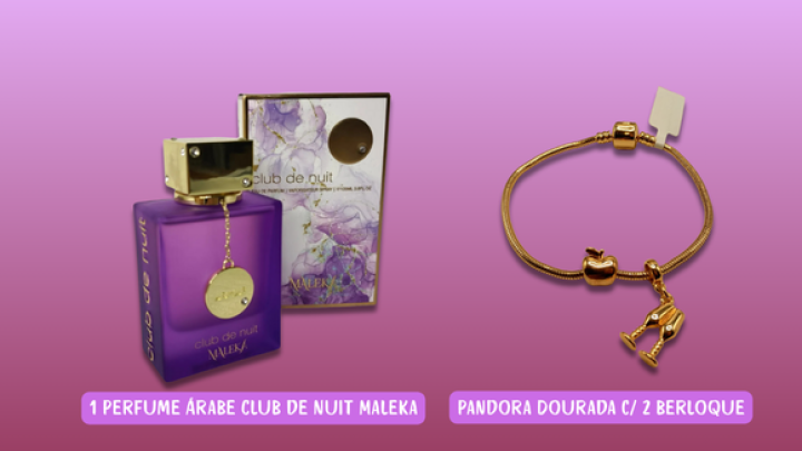 Perfume Árabe Club de Nuit Maleka + Pandora Dourada c/ 2 Berloques