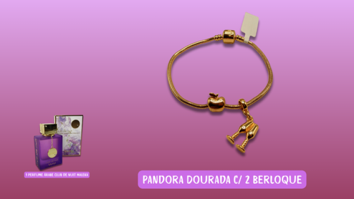 Perfume Árabe Club de Nuit Maleka + Pandora Dourada c/ 2 Berloques